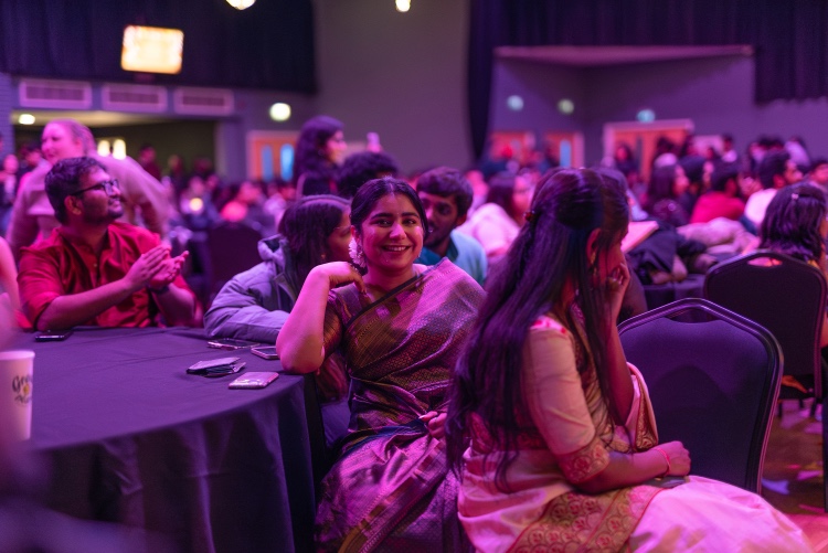 Crowd at evening event